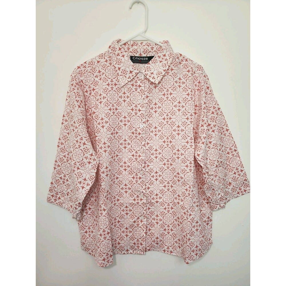 VINTAGE Citicraze Womens Size 1X Button Cotton Shirt Grandmacore Chic 90's Y2K
